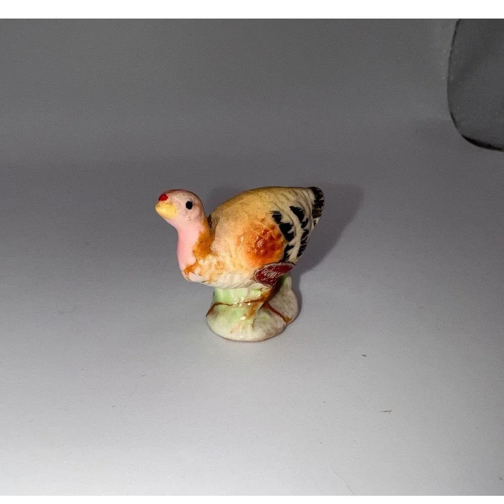 Vintage Miniature Bone China Japan Baby Turkey Figurine Trinket Shelf Repaired